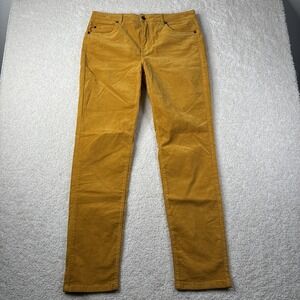 J. McLaughlin Watson Pants Women's 8 Mustard Yellow Velvet Velour Jeans Stretch
